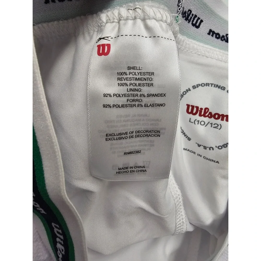 Wilson Girls Pleated Skort White Polyester Blend Athletic Size Large 10/12